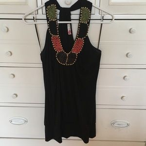 Body central beaded tank top size small